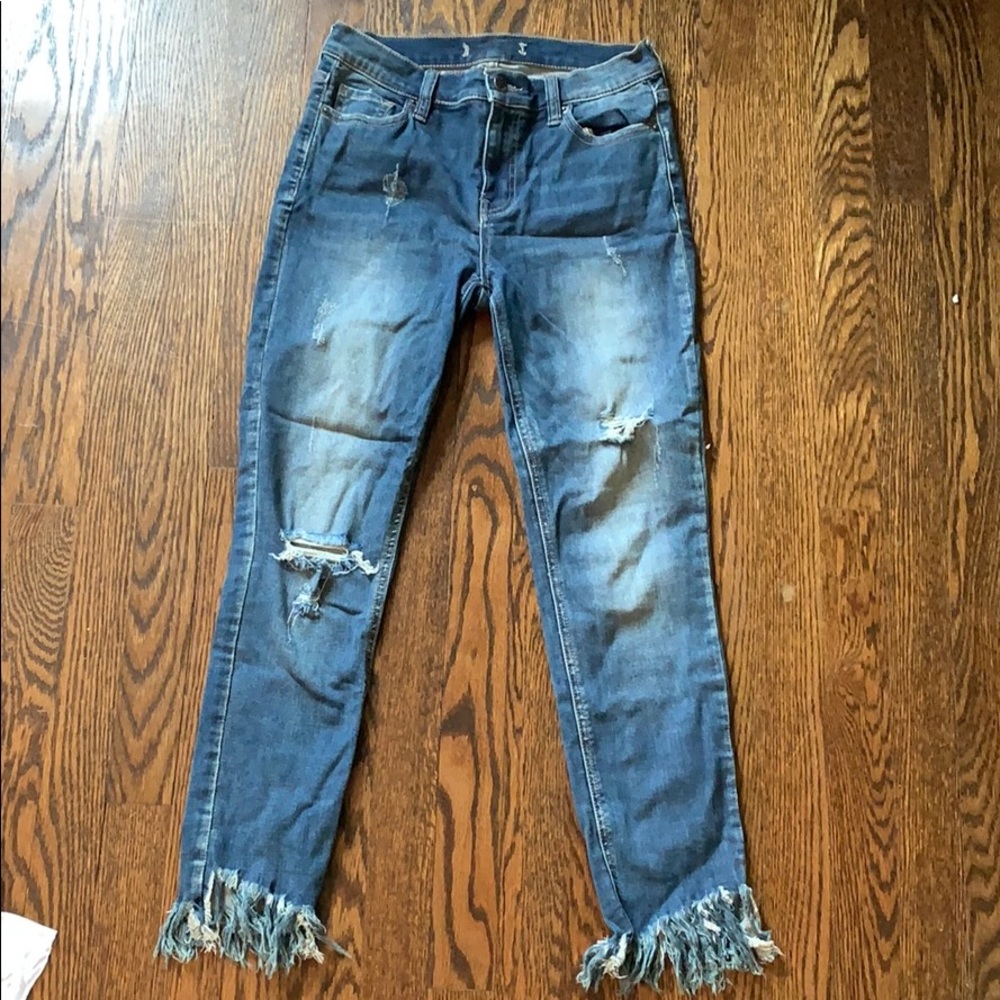 Free People Jeans With Fringe Bottom